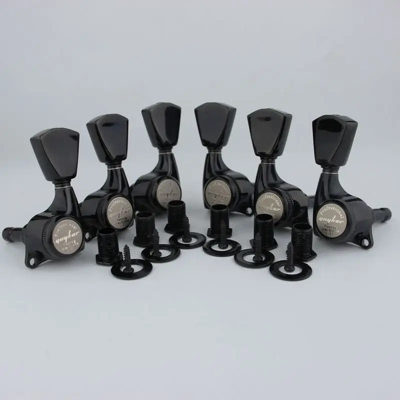 1 Set GUYKER Black tuners Gear ratio 1:21 Lock String Tuners for LP SG Electric Guitars Machine Heads Tuners Trapezium Button