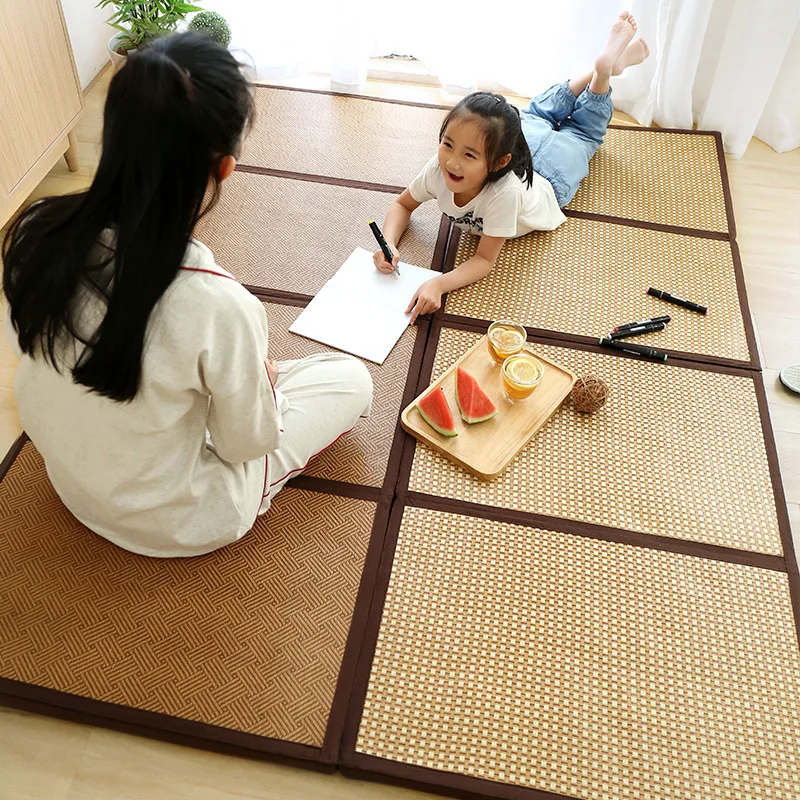 Cordial Shining Folding Mat Thick Japanese Tatami Rattan Mat Sleeping Pad Summer Student Child Kindergarten Nap Floor Bedroom