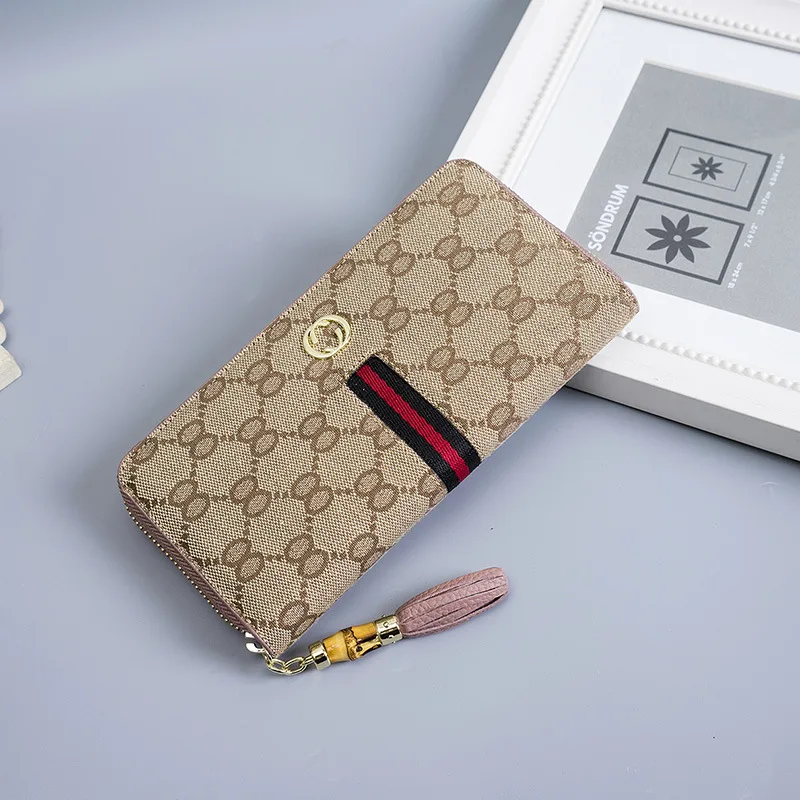 

2019 New Style Europe And America Big Brand WOMEN'S Leather Wallet Long Zipper Cattlehide Card Bag Mobile Phone Wallet Clutch Fa