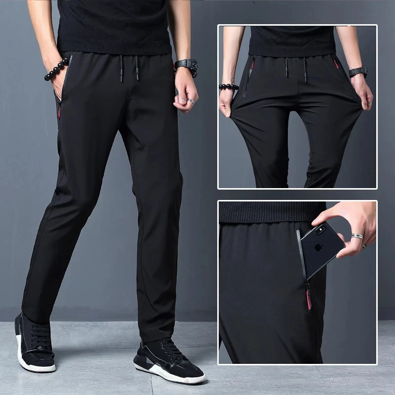 

Plus Size Male Pants 2024 New Men Pants Joggers Fitness Casual Quick Dry Outdoor Sweatpants Breathable Slim Elasticity Trouser