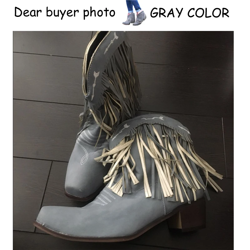 PUIMENTIUA/женские ботинки; коллекция года; однотонные замшевые ботинки в стиле ретро на квадратном каблуке без застежки; женские ботинки; обувь с острым носком; женская обувь с бахромой