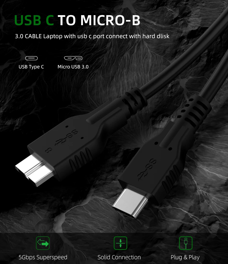 USB C к Micro 3,0 Шнур type C к Micro B кабель для быстрой зарядки USB Micro 3,0 к type C 5 Гбит/с супер скорость для HDD кабель для передачи данных