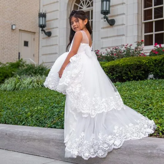 

Пышное Тюлевое вечернее платье для девочек, длинное Сетчатое платье принцессы без рукавов, платье для свадебного торжества, дня рождения