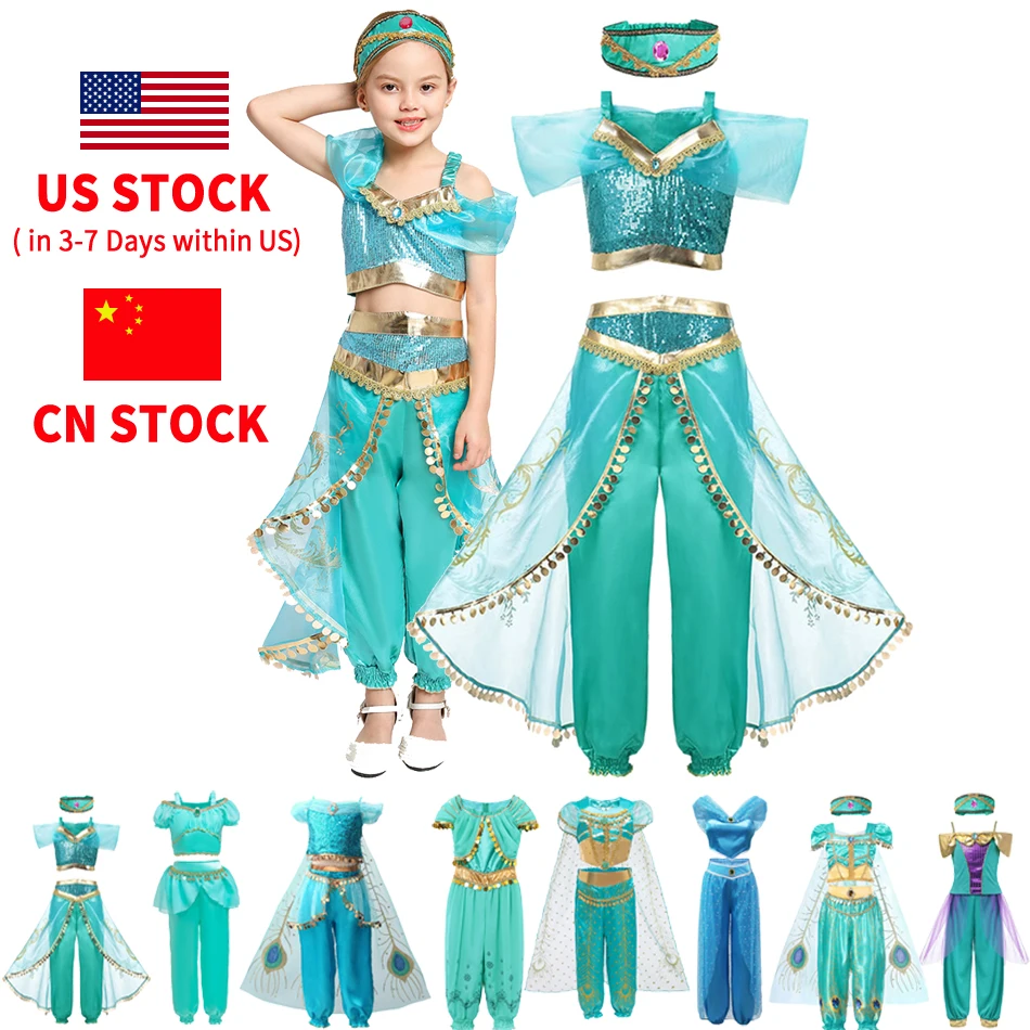 

Girl Clothes Arabian Princess Dress Up Girl Aladdin Fancy Costumes Children Halloween Party Cosplay Outfits for Kids 2-10 Years