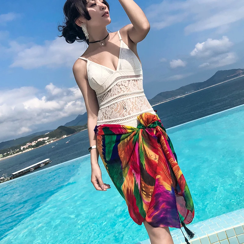 Silk scarf female summer sunscreen beach towel bohemian shawl scarf dual-use wild beach large can be used as a skirtdress