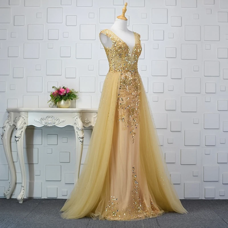 YY087 arabic evening dress long v-neck backless navy blue mother of bride dress A-line evening gown new robe soiree sexy longue