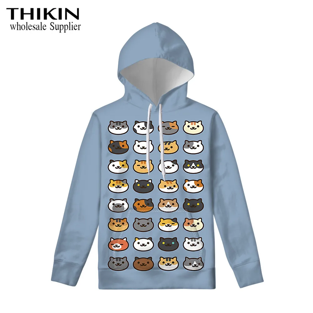 Японский милый Neko Atsume аниме мультфильм для женщин Толстовка и худи дамы с капюшоном повседневные пуловеры для девочек с длинным рукавом весна осень - Цвет: as picture