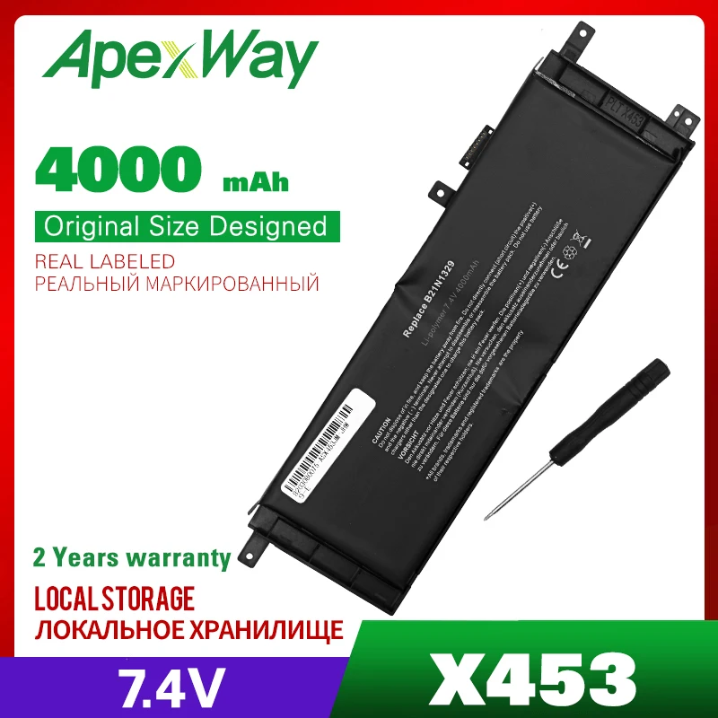 Apexway B21N1329 Аккумулятор для ноутбука ASUS D553M F453 F453MA F553M P553 P553MA X453 X453MA X553 X553M X553B X553MA X403M