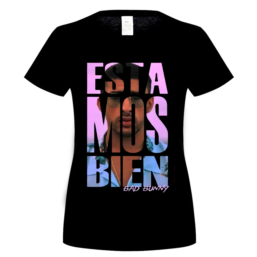 women black Estamos Bien Bad Bunny Reggaeton испанская ловушка Regueton футболка брендовая одежда футболка - Цвет: women black