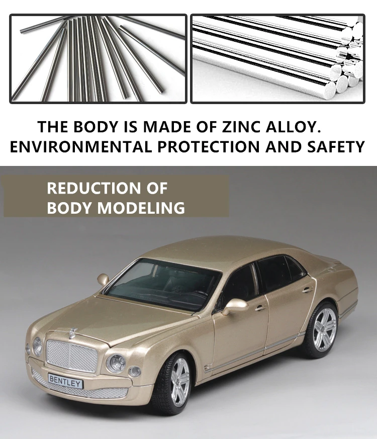1:24 Bentley Mushang открывает дверь, чтобы имитировать модель игрушечного автомобиля из сплава, коллекция подарочных автомобилей
