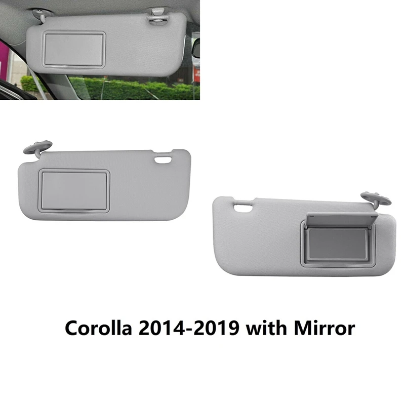Солнцезащитный козырек для Toyota Corolla 2014-2019 с зеркалом (серая левая и правая