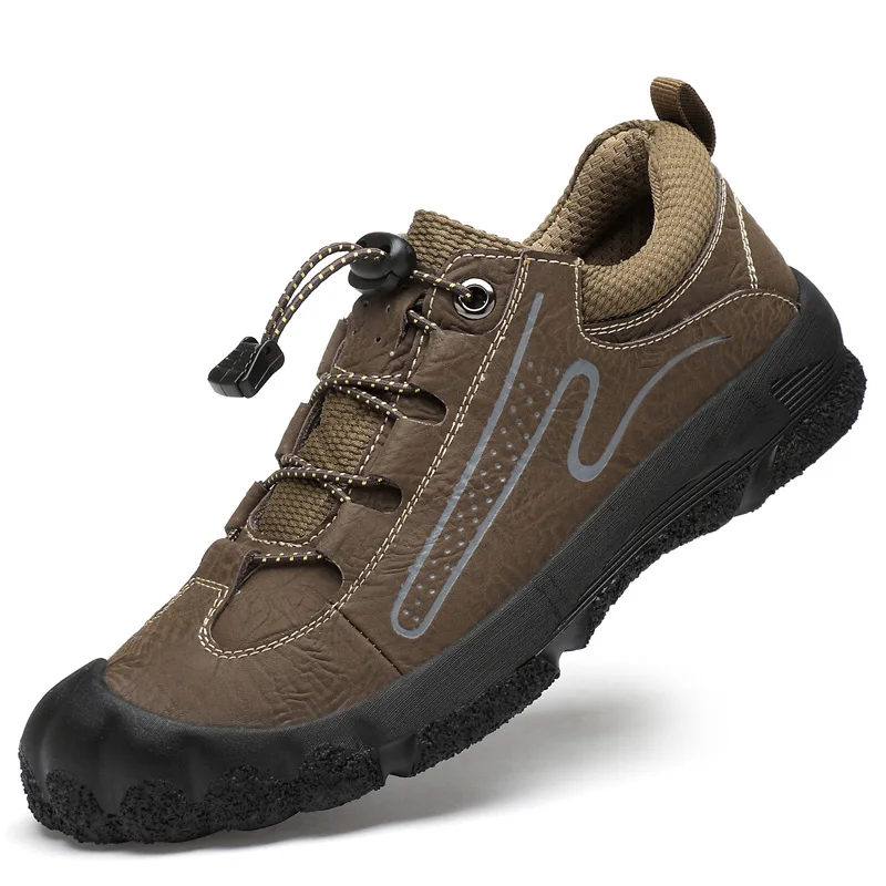 Обувь из коровьей кожи; мужская повседневная обувь ручной работы; зимняя прогулочная обувь; Мужская обувь из натуральной кожи; большие размеры 38-45 - Цвет: Dark brown