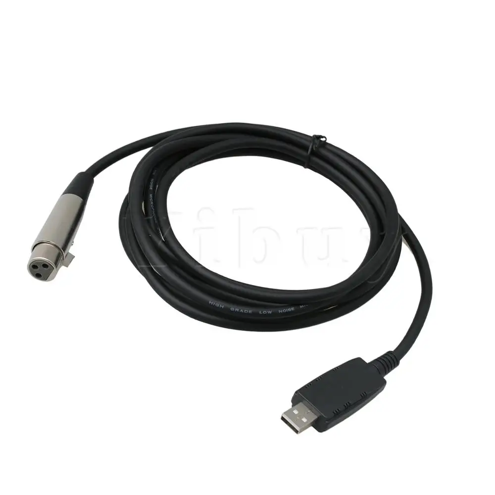 Yibuy черная гитара из ПВХ кабель для записи XLR музыкальные части Подключение компьютера