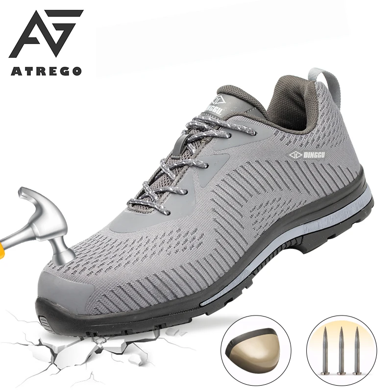 Atrego/женские и мужские дышащие рабочие ботинки со стальным носком и защитой от проколов; Легкая пуленепробиваемая безопасная обувь для улицы|Полусапожки|   | АлиЭкспресс