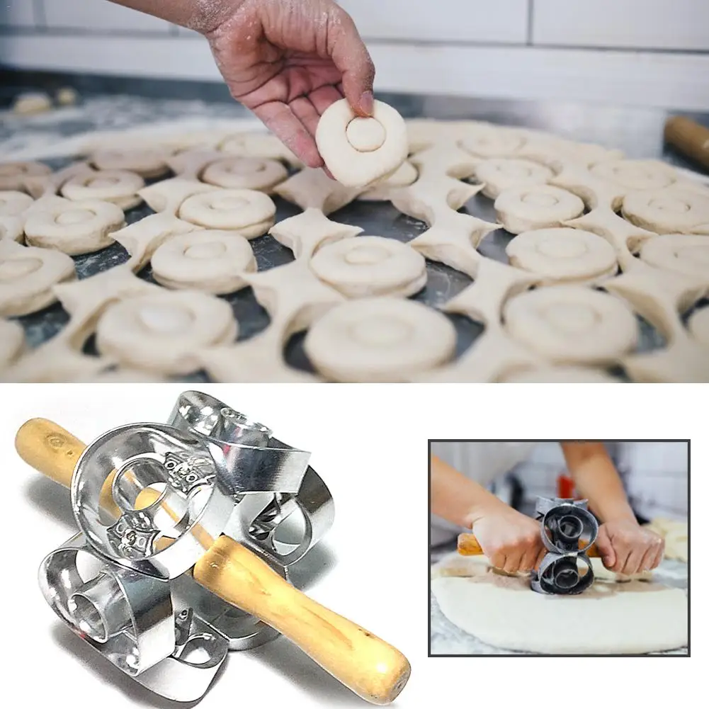 Revolving Donut Cutter Maker Mold Pastry Dough Metal Baking Roller