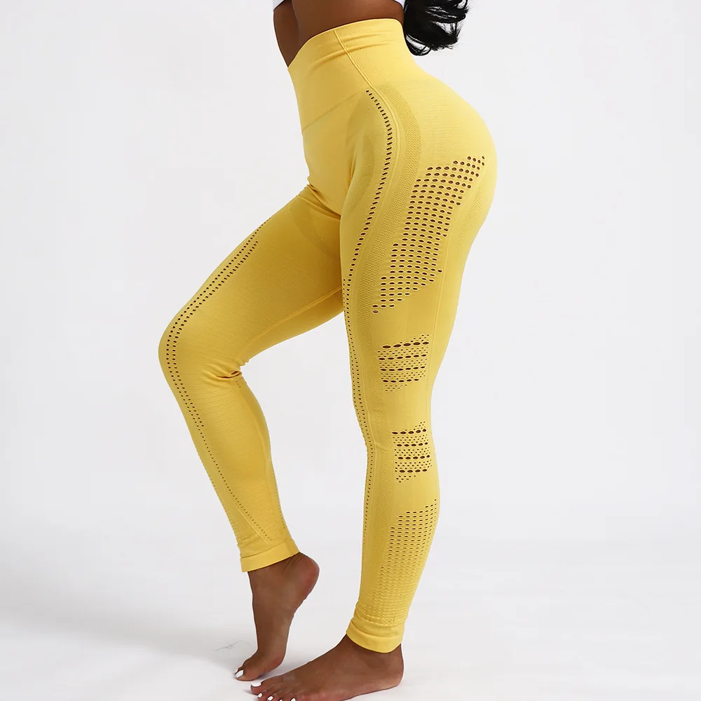 7776 Yellow Штаны для йоги, женские леггинсы с контролем живота, Бесшовные штаны для тренировок, высокие эластичные женские леггинсы, штаны для фитнеса, тренировочные штаны, леггинсы для спортзала - Цвет: 7776 Yellow