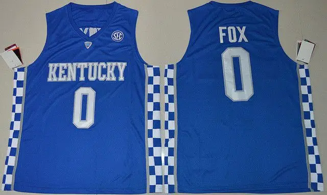 

high quality Kentucky Wildcats College 0 DeAaron Fox 5 Malik Monk Retro throwback Basketball Jersey Embroidery Stitched