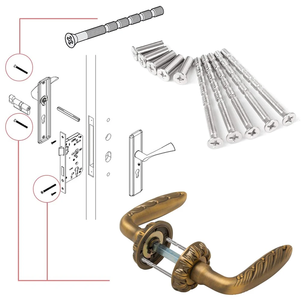 Fixações cuttable anti-roubo dos parafusos da pressão m4 x 60mm/80mm/peças sobresselentes do punho da porta de 100mm