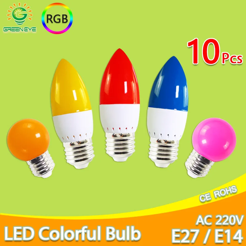 10pcs Led Bulb E14 E27 3W G45 C35 RGB LED Lamp Colorful candle Light SMD 2835 AC 220V 240V Flashlight Globe Bulbs Home Decor |