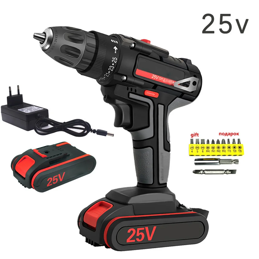 

25V Electric Cordless Drill Screwdriver Power Tool With Charger & 2 Battery