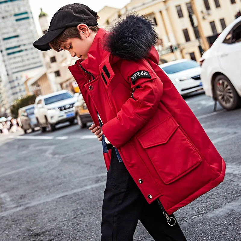 2019 теплые детские пуховики модная спортивная верхняя одежда на утином пуху для