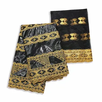 

African Fashion Good Smells Designs Basin Lace Bazin Brocade Lace Fabrics And Net lace With Beads Embroidery Materials 5+2Yards