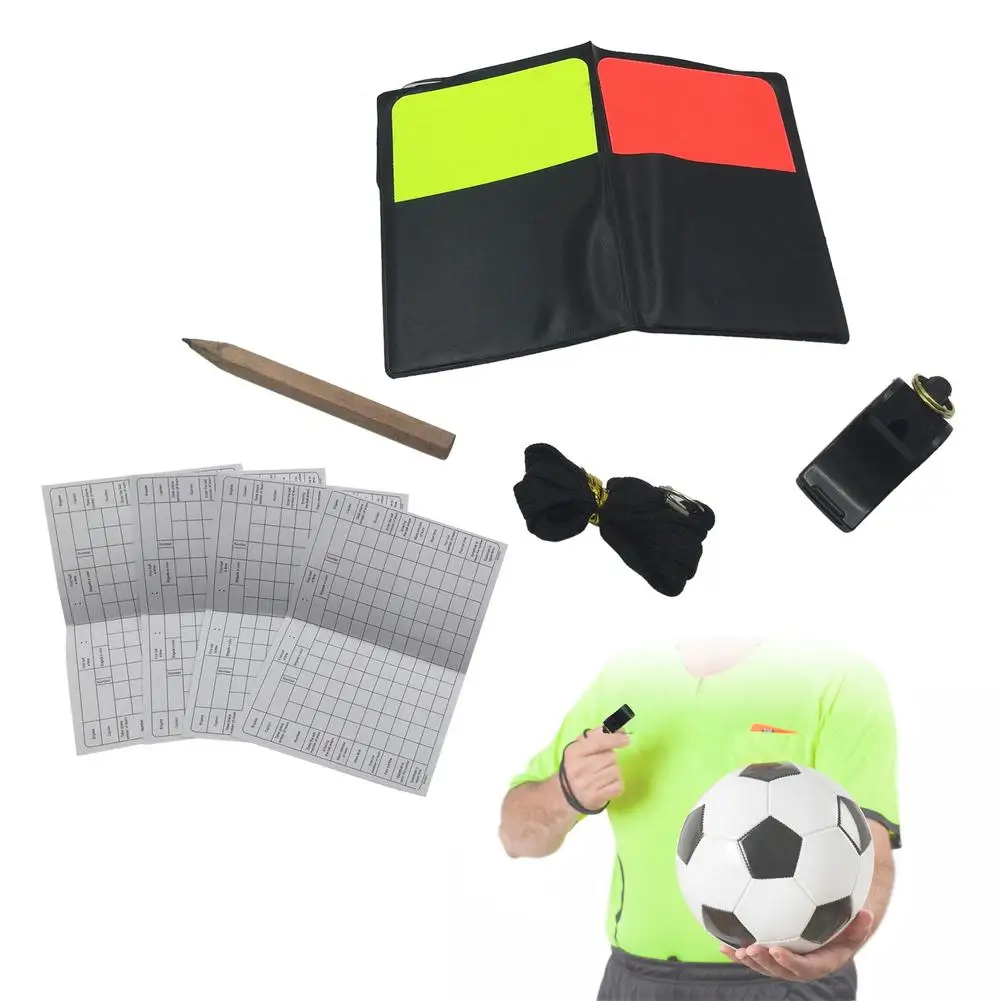 FOOTBALL REFEREE KIT WHISTLE RED YELLOW CARDS REF SCORE POCKET SET WORLD CUP UK 