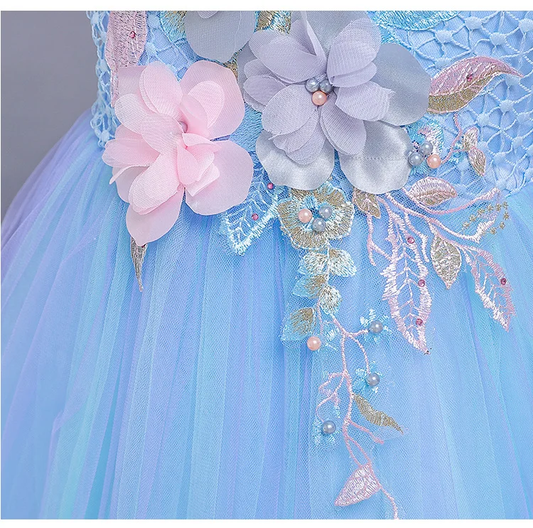 Новое Детское платье Коллекция года, длинное кружевное Пышное Платье с градиентом для девочек возрастом от 3 до 12 лет свадебное платье
