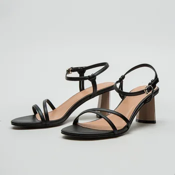 

2020 Summe Mature Sandals Women High-heel Ankle Strap Buckle Lady Sandals Shoes Europe and America Style