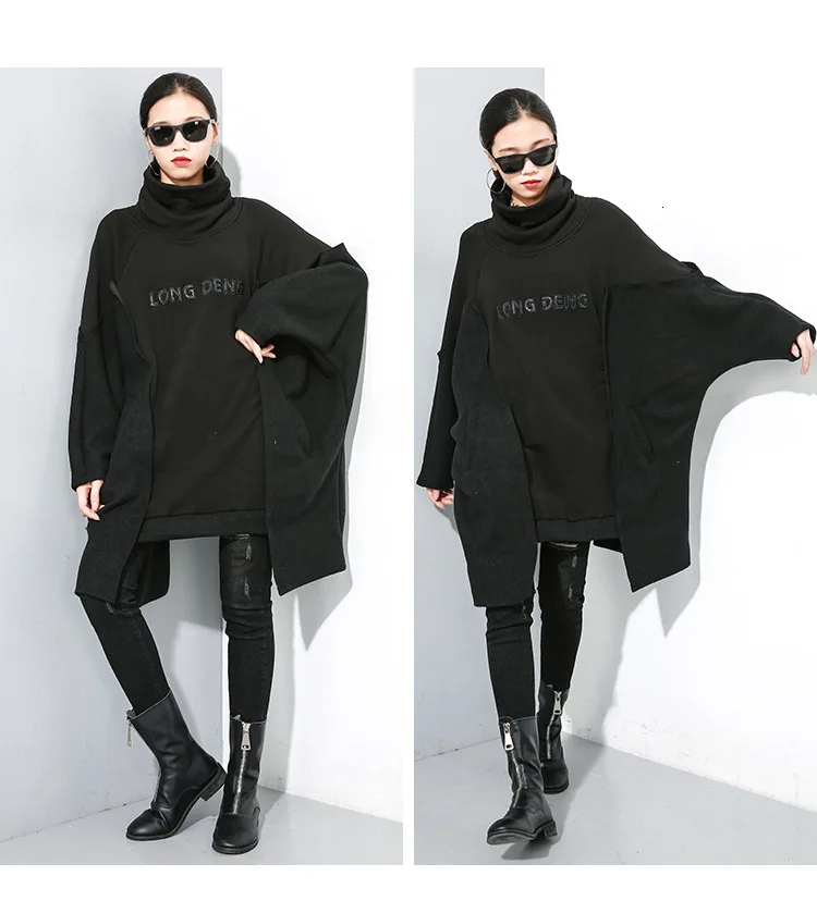 SuperAen Europe Wild Hoody Cotton Sweatshirts Women Winter New Casual Fashion Velvet Pluz Size Turtleneck Sweatshirts