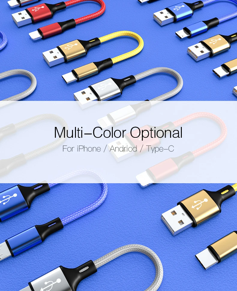 25 см короткий, для зарядного устройства кабель для передачи данных Micro usb type C кабель для освещения для iPhone X samsung huawei быстрая зарядка банк питания Кабели для телефонов