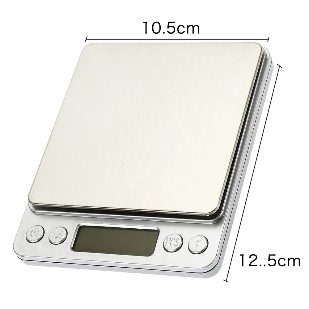 Digital Scale Stainless Steel 3kg 0.1g I2000 Jewelry LCD Display Portable Bar with Tray Platform Weighing Tool Mini Scale