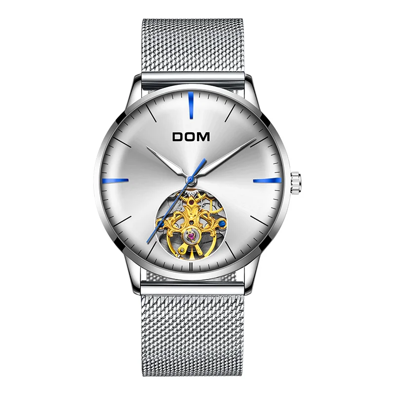 M-1268D-7M Модные мужские часы DOM s, Топ бренд, роскошные часы со скелетом, мужские спортивные кожаные автоматические механические наручные часы, rolex_watch - Цвет: M-1268D-7M