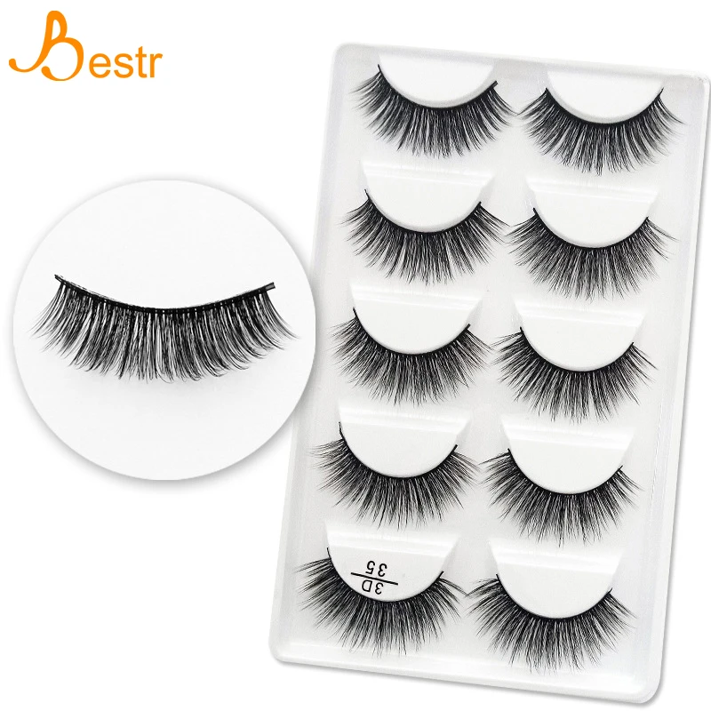 

5 Pairs/Box 3D Mink Lashes Natural Thick Fake Eyelashes Volume Lashes Artificial Eyelashes Extensions Tools False Lashes Makeup