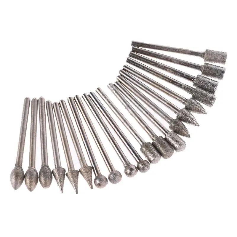 20/pcs 6X3mm Diamond Rotary Tool Sintered Diamond Burs Abrasive Grinding Head Accessories Diamond Bits