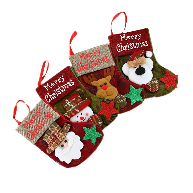 

1pc Christmas Stockings Socks Silverware Holder Santa Claus Pocket Xmas Tree Decor Hang Pendant Christmas Decor for Home Navidad