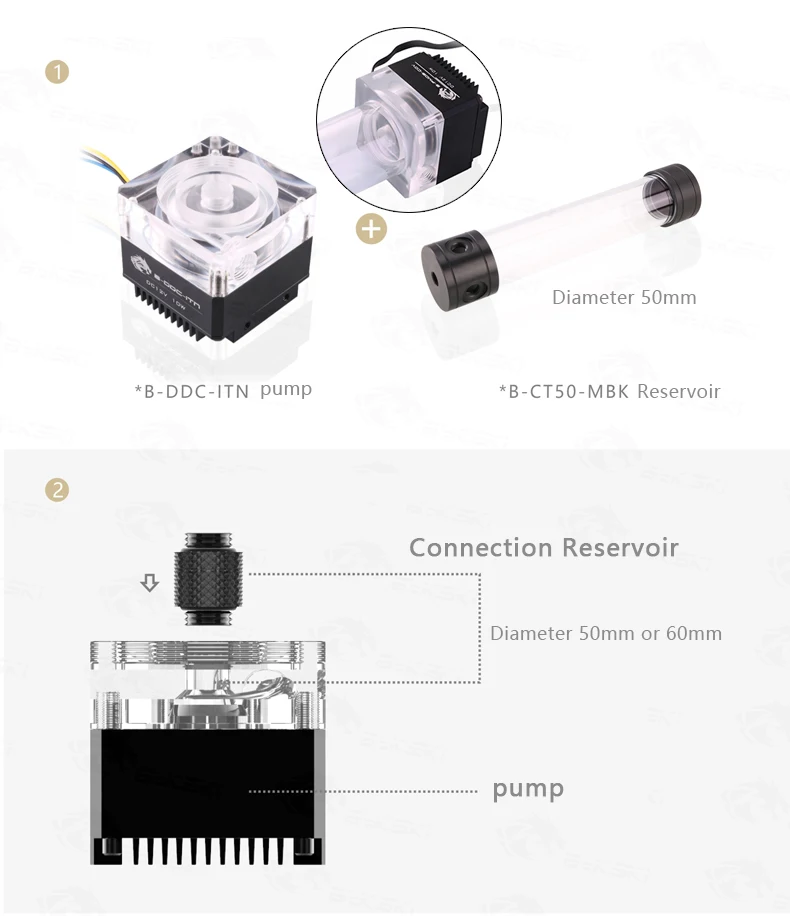 Bykski DDC насос DC12V TDP10W поток Лифт 3,5 м 450л/ч радиатор размер 62*62*59 мм Поддержка комбо резервуар/Макс 5000 об/мин