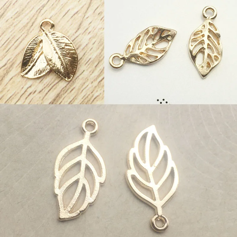 

10pcs Hollow Gold Leaf Alloy Charms Bracelet Small Findings DIY Leaves Earrings Necklace Pendant Vintage Jewelry Accessories