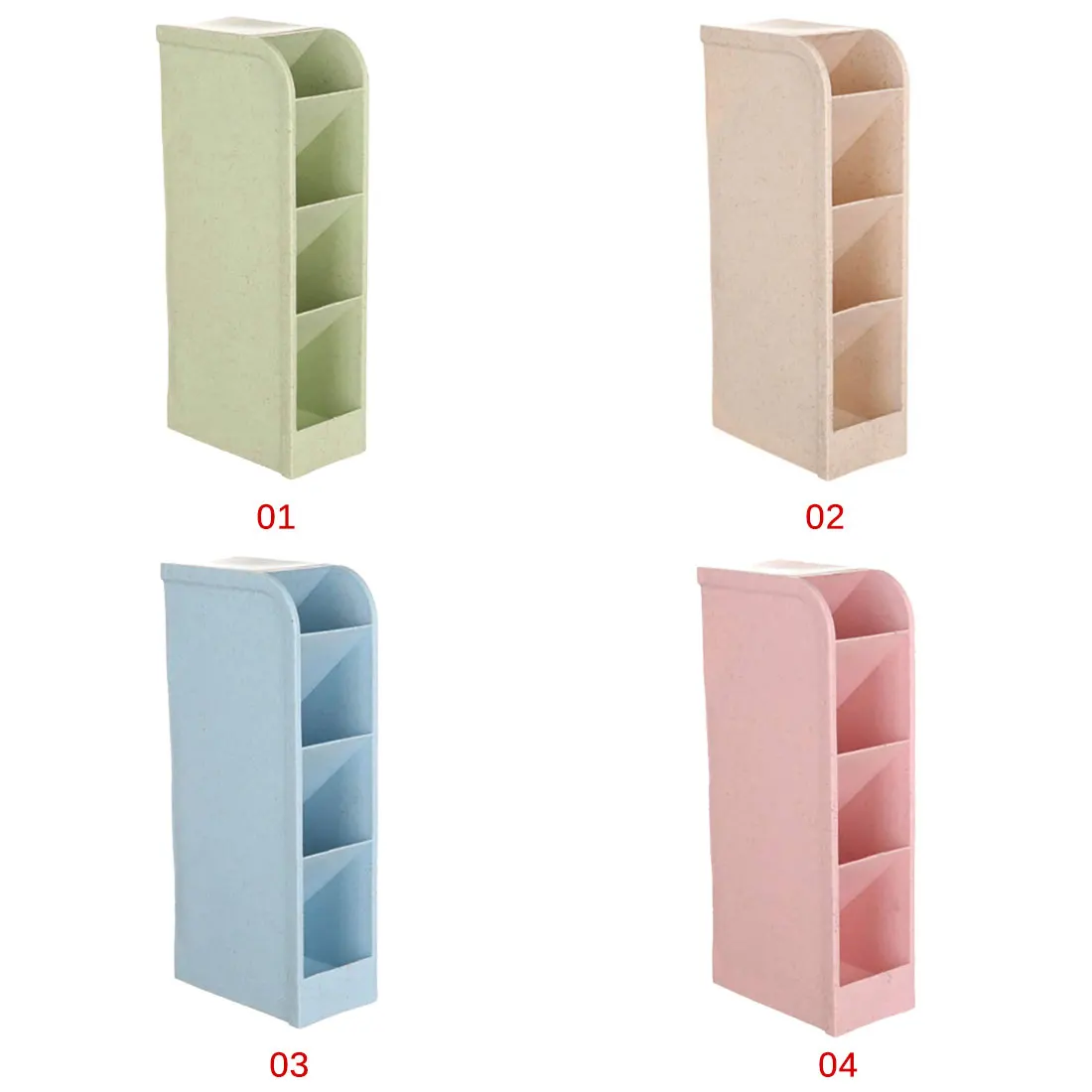 Wheat Straw Four Compartment Storage Box Pen Holder Office School Storage Case Desktop Finishing Storage Rack
