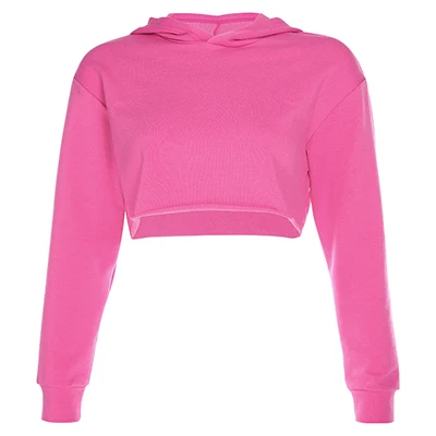 Rapwriter Повседневное свободная одноцветная Толстовка Для женщин толстовка Осенняя модная одежда из хлопка с коротким рукавом толстовки пуловер женский костюм - Цвет: Pink Sweatshirts