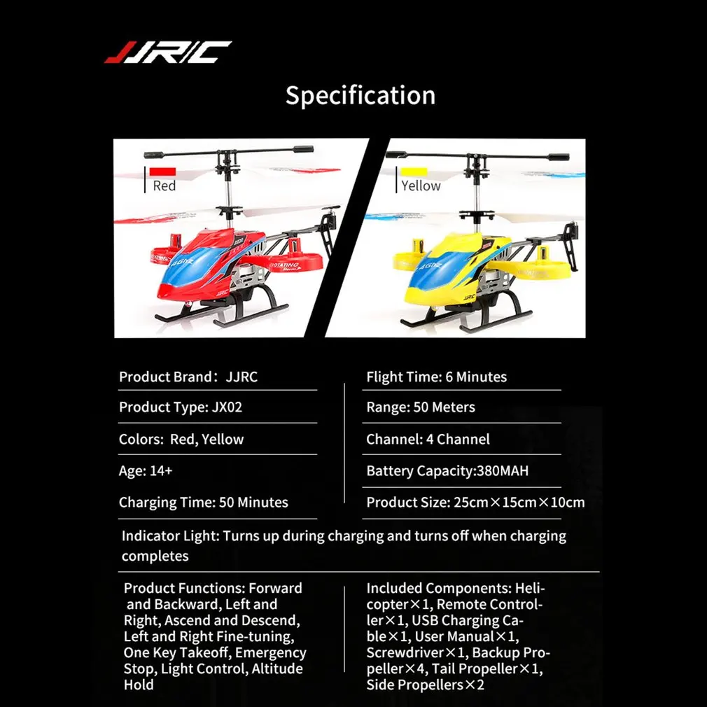 JJR/C JX02 вертолет мини-Квадрокоптер 2,4G 4CH металлический сплав высота удержания парящий самолет для детей игрушки Детский подарок