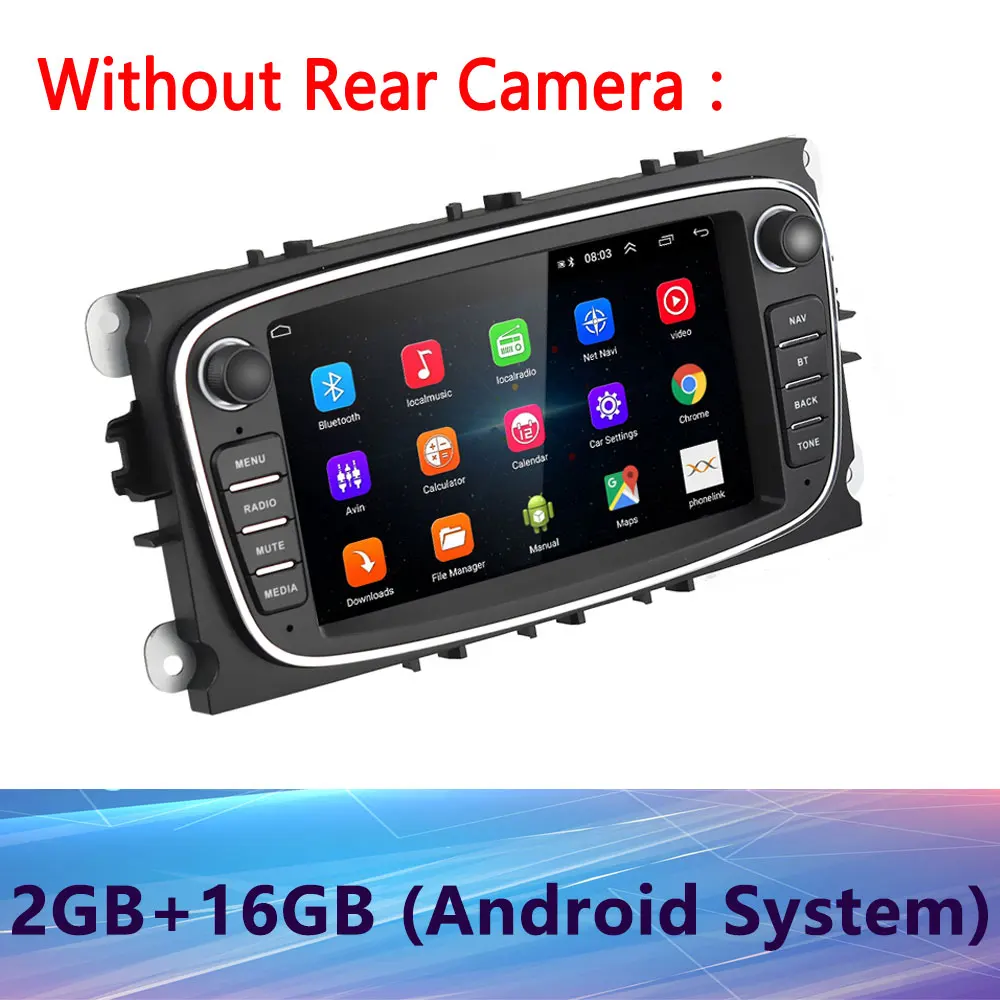 AMprime Android автомобильный с радио, GPS, WiFi Автомагнитола 2 Din Автомобильный мультимедийный плеер 7 ''аудио без DVD плеер для Ford/Focus/S-Max/Mondeo 9 - Цвет: 2G 16G No Camera