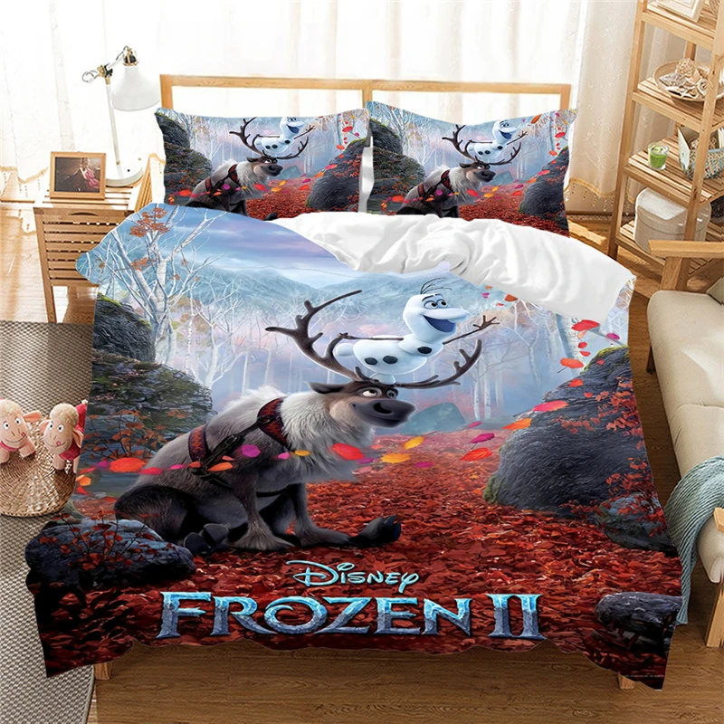 Комплект постельного белья с изображением Анны и Эльзы Frozen2, Комплект постельного белья для девочек, пододеяльник, наволочки, одеяло, Комплект постельного белья s