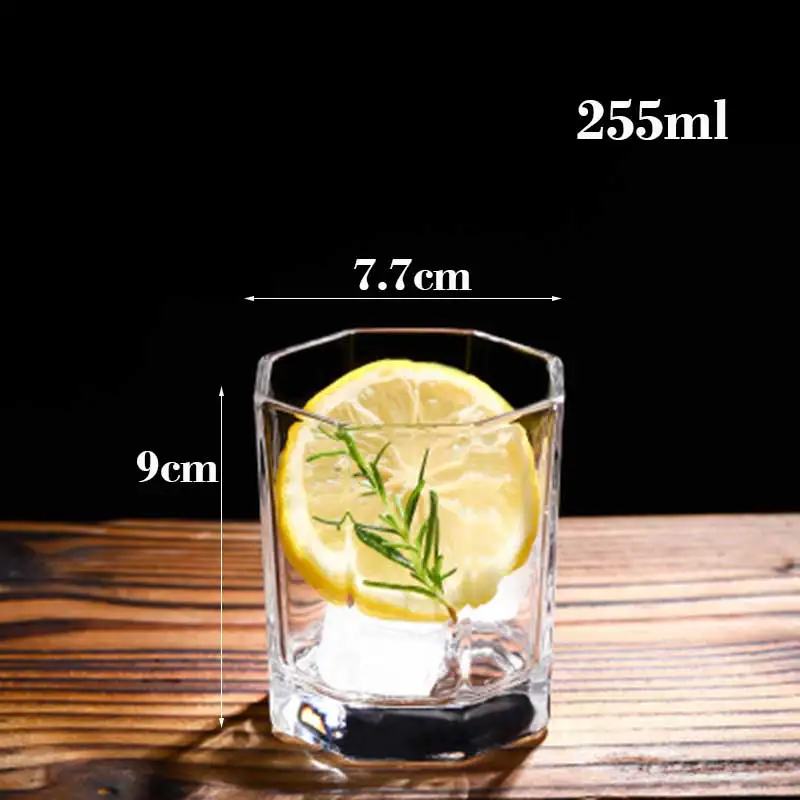 255ml Прозрачная восьмиугольная стеклянная чашка, не содержит свинца, молоко, сок, чай, чашка, домашняя кофейная кружка, винный медведь, Коктейльная стеклянная посуда, посуда для напитков - Цвет: 255ml