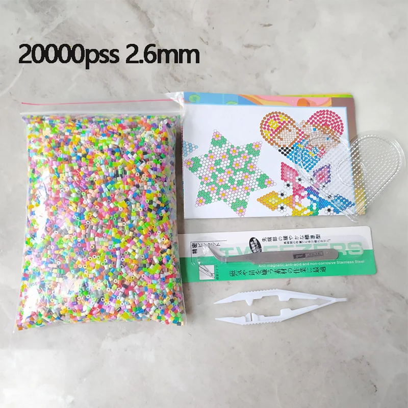 2.6mm Mini Perler kit Hama beads Whole Set with Pegboard and Iron 3D Puzzle  DIY Toy Kids Creative Handmade Craft Toy Gift