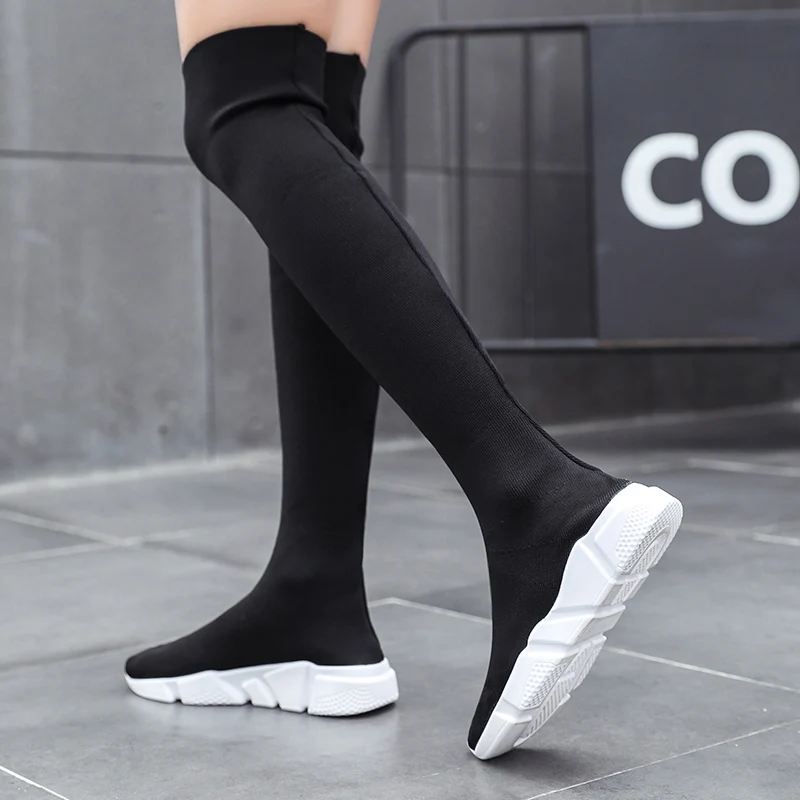 Woman Boots Long Tube Socks Shoes Female Fashion Flat Shoes for Women Basket Winter Boots Female Women Sneakers