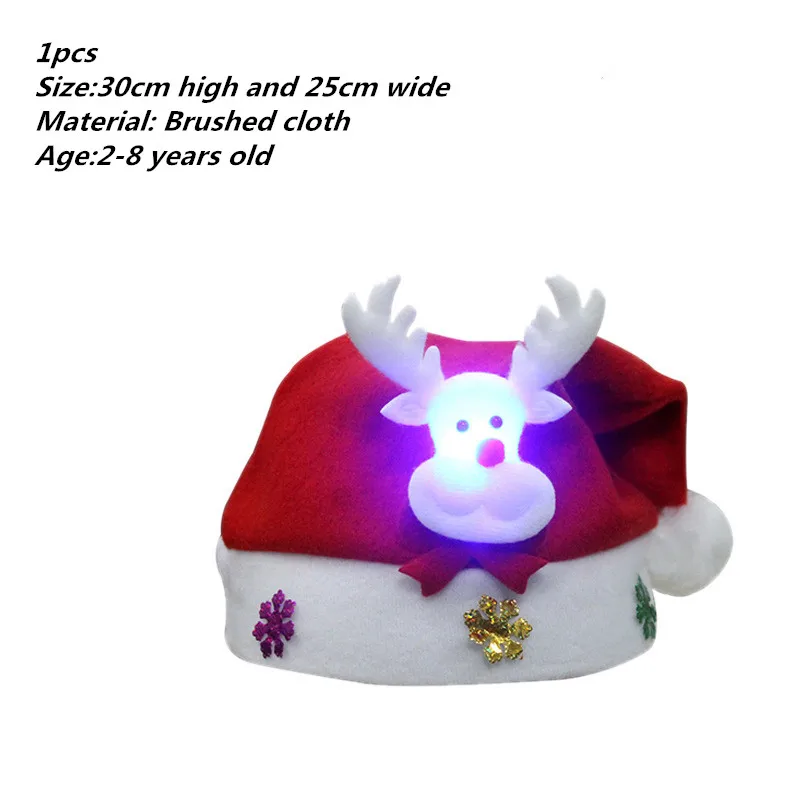 1pcs child flash Рождественские игрушки украшение рождественские шляпы Санты шляпы детей женщин мужчин девочек Кепка для Рождественский реквизит для вечеринок - Цвет: 1pcs child flash