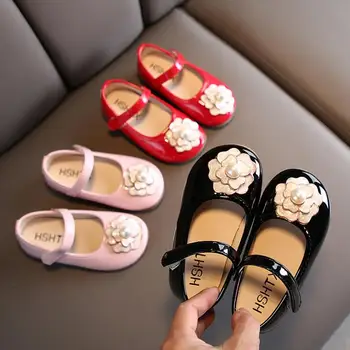 

Flower Girls Shoes Spring Autumn Princess PU Leather Shoes Cute Bowknot Rhinestone For 1-8 Ages Toddler Dance Shoes