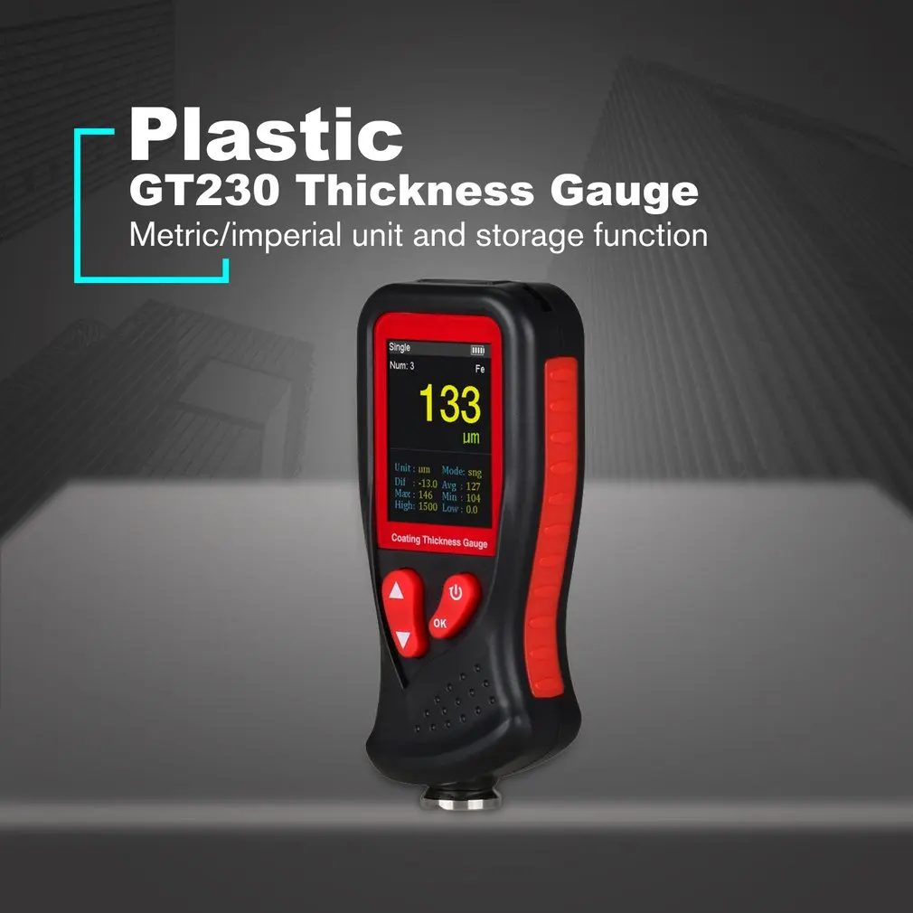 GT230 usb зарядка толщиномер краски магнитный толщиномер с графическим дисплеем и высокой низкой настройкой значения