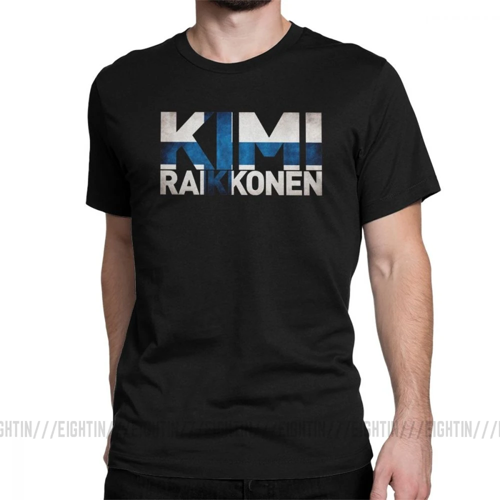Мужские футболки Kimi Raikkonen, футболка с финским флагом, Повседневная футболка с круглым вырезом, топы с короткими рукавами, очищенная хлопковая футболка, Летний стиль - Цвет: Черный